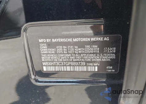 2016 BMW X1 xDrive28I z USA, uszkodzony, nr VIN WBXHT3C37GP889739